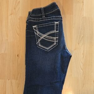 Ariat Dark Blue Straight Leg Jeans with White Pocket Stitching